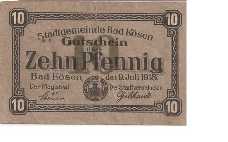 Аверс банкноты 10 fenigów (Niemcy) 1918