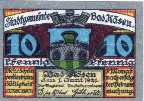 Аверс банкноты 10 fenigów (Niemcy) 1921