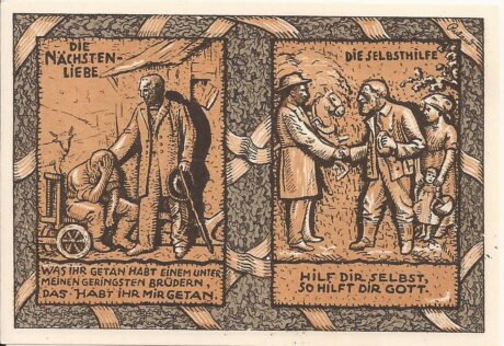 Реверс банкноты 50 fenigów Dellbrücker Volksbank (Niemcy) 1921