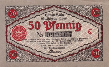 Аверс банкноты 50 пфеннигов (Германия) 1922 года