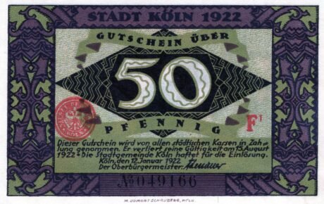 Аверс банкноты 50 fenigów (Niemcy) 1922