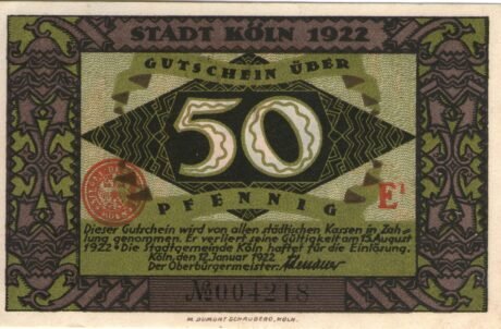 Аверс банкноты 50 fenigów (Niemcy) 1922