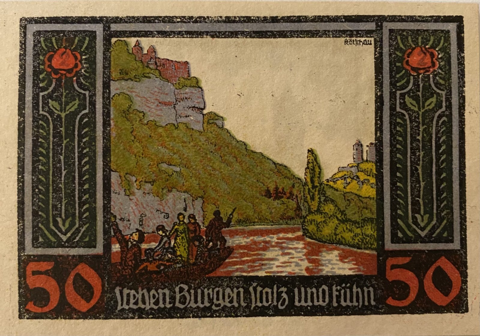 Реверс банкноты 50 пфеннигов Rudelsburg (Германия) 1921 года