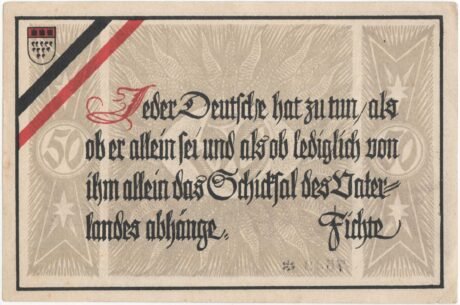 Реверс банкноты 50 znaczków Verlag Die Stimme vom Rhein (Niemcy) 1922