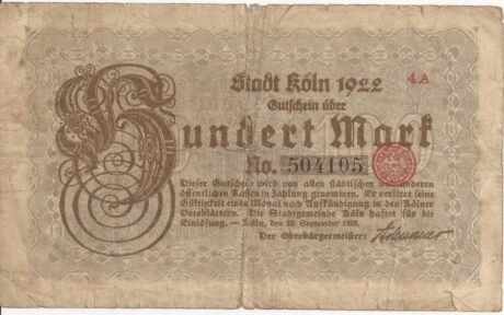 Аверс банкноты 100 marek (Niemcy) 1918