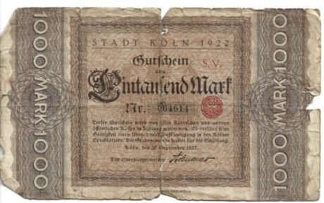 Аверс банкноты 1000 marek (Niemcy) 1922