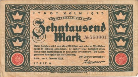 Аверс банкноты 10000 marek (Niemcy) 1923