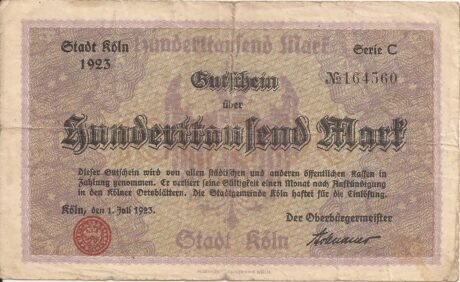 Аверс банкноты 100000 marek (Niemcy) 1923