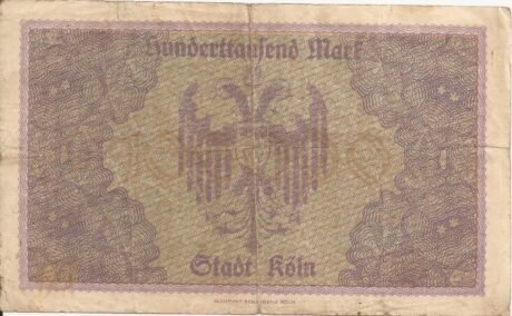 Реверс банкноты 100000 marek (Niemcy) 1923