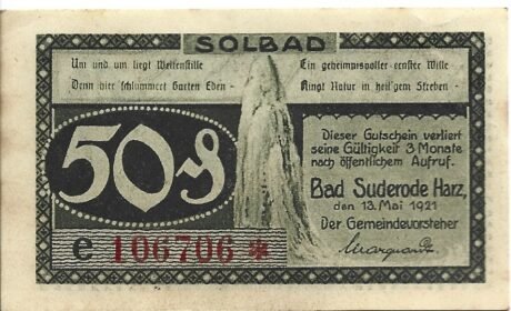 Аверс банкноты 50 fenigów (Niemcy) 1921