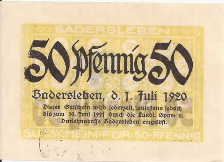 Аверс банкноты 50 fenigów (Niemcy) 1920