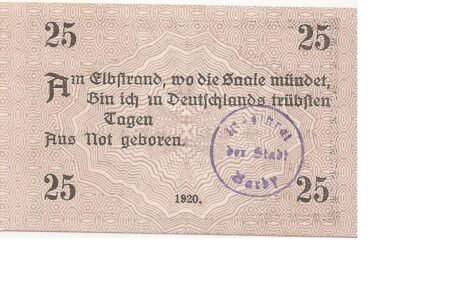 Реверс банкноты 25 fenigów (Niemcy) 1920