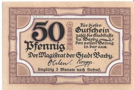 Аверс банкноты 50 fenigów (Niemcy) 1921