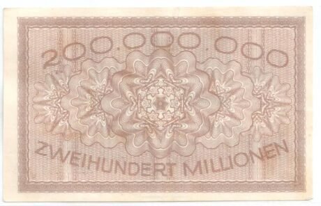 Реверс банкноты 200000000 марок (Германия) 1923 года