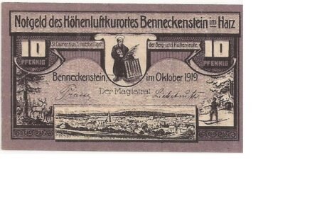 Аверс банкноты 10 fenigów (Niemcy) 1919