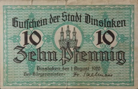 Аверс банкноты 10 пфеннигов (Германия) 1920 года