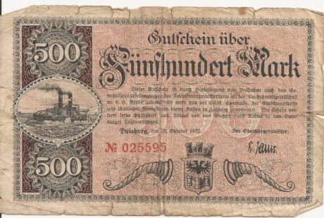 Аверс банкноты 500 marek (Niemcy) 1923