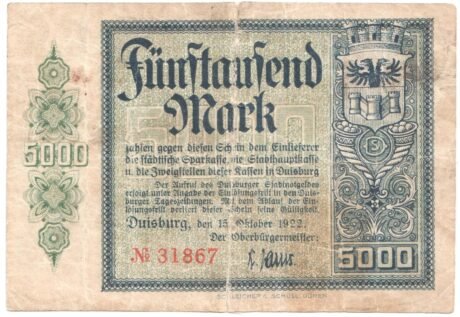 Аверс банкноты 5000 marek (Niemcy) 1922
