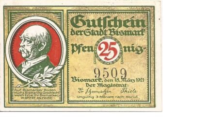 Аверс банкноты 25 пфеннигов (Германия) 1920 года