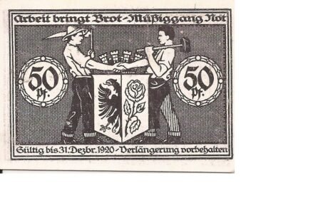 Реверс банкноты 50 fenigów (Niemcy) 1920