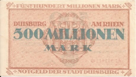 Реверс банкноты 500 000 000 marek (Niemcy) 1923