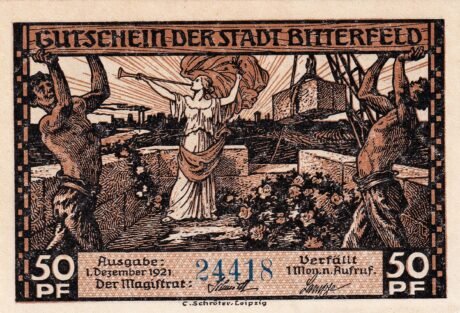 Аверс банкноты 50 fenigów (Niemcy) 1921