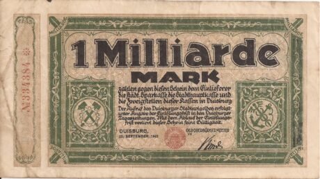 Аверс банкноты 1000000000 марок (Германия) 1923 года