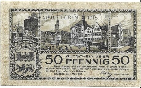Аверс банкноты 50 fenigów (Niemcy) 1918