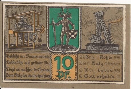 Реверс банкноты 10 fenigów (Niemcy) 1921