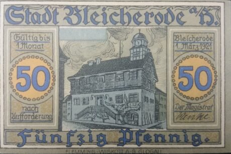 Аверс банкноты 50 fenigów (Niemcy) 1921