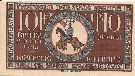 Аверс банкноты 10 fenigów (Niemcy) 1921