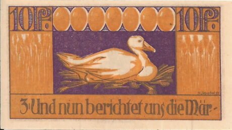 Реверс банкноты 10 fenigów (Niemcy) 1921