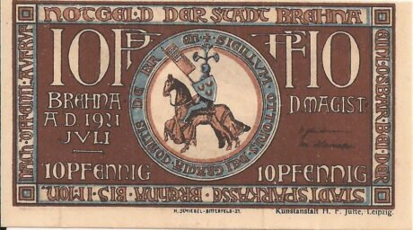 Аверс банкноты 10 fenigów (Niemcy) 1921