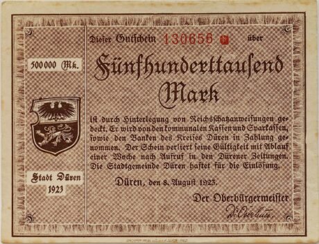 Аверс банкноты 500000 marek (Niemcy) 1923