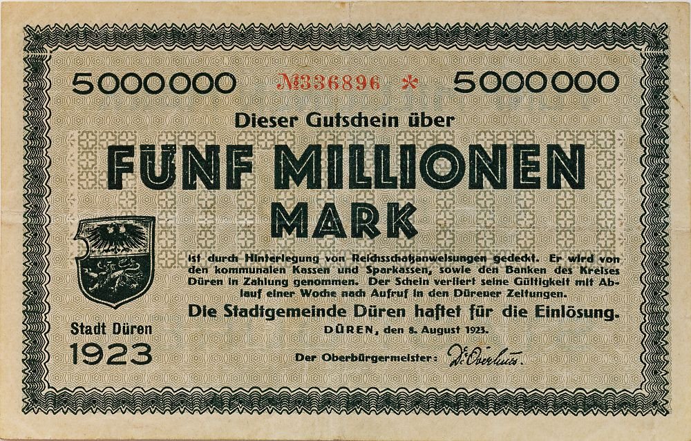 Аверс банкноты 5000000 марок (Германия) 1923 года