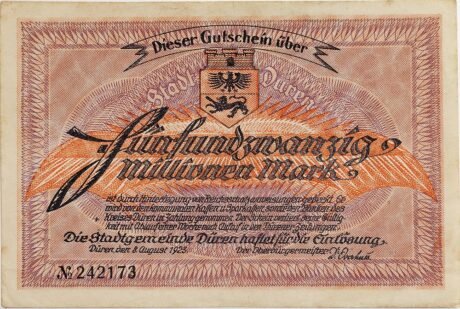 Аверс банкноты 25000000 марок (Германия) 1923 года