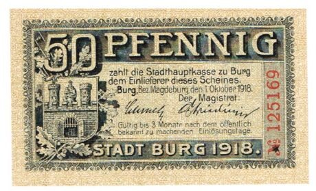 Аверс банкноты 50 fenigów (Niemcy) 1918