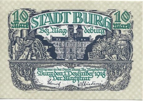 Аверс банкноты 10 marek (Niemcy) 1918