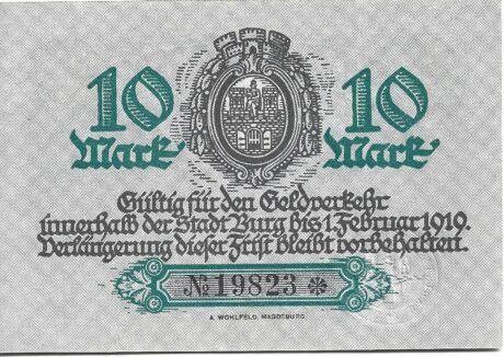 Реверс банкноты 10 marek (Niemcy) 1918