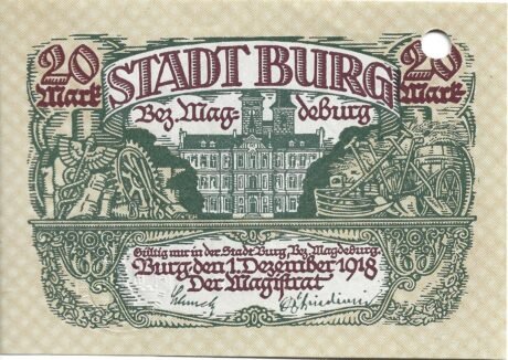 Аверс банкноты 20 marek (Niemcy) 1918