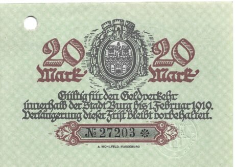 Реверс банкноты 20 marek (Niemcy) 1918