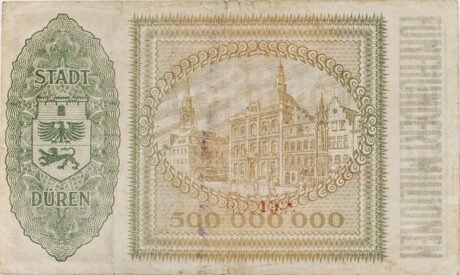 Реверс банкноты 500 000 000 marek (Niemcy) 1923