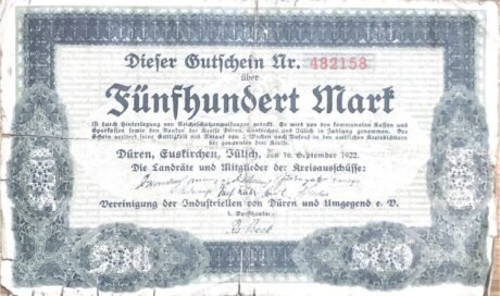 Аверс банкноты 500 марок (Германия) 1922 года