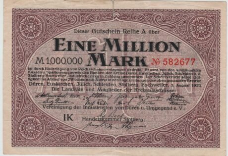 Аверс банкноты 1000000 марок (Германия) 1923 года