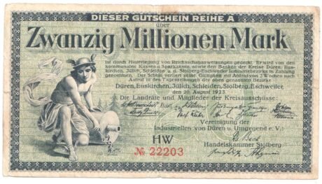 Аверс банкноты 20000000 marek (Niemcy) 1923