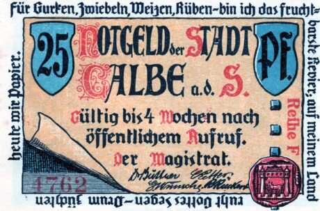 Аверс банкноты 25 fenigów (Niemcy) 1921