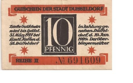 Аверс банкноты 10 fenigów (Niemcy) 1920