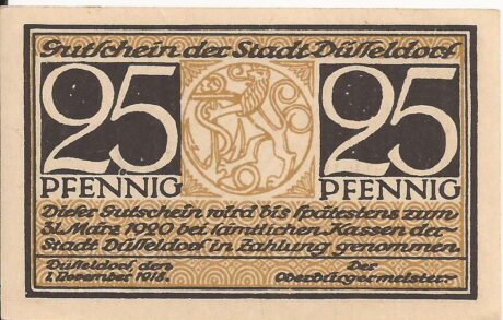 Аверс банкноты 25 fenigów (Niemcy) 1918