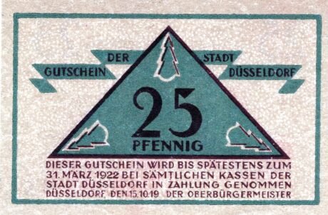 Аверс банкноты 25 fenigów (Niemcy) 1919