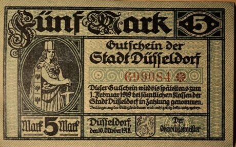 Аверс банкноты 5 marek (Niemcy) 1918